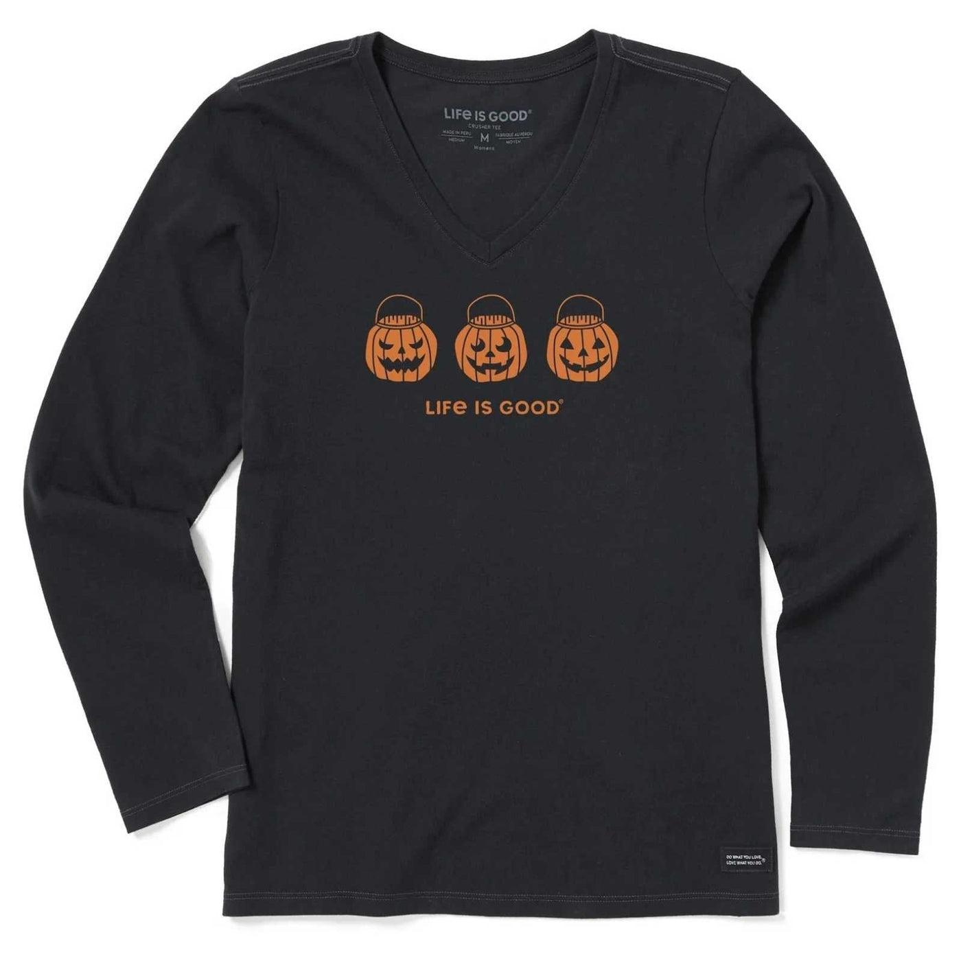 Life Is Good Jack O Lantern Trio Long Sleeve Crusher Vee – Women's