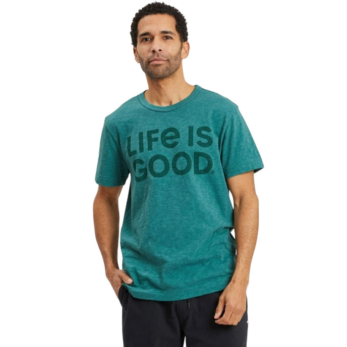 Life Is Good LIG Wordmark Stack Textured Slub Tee – Men's