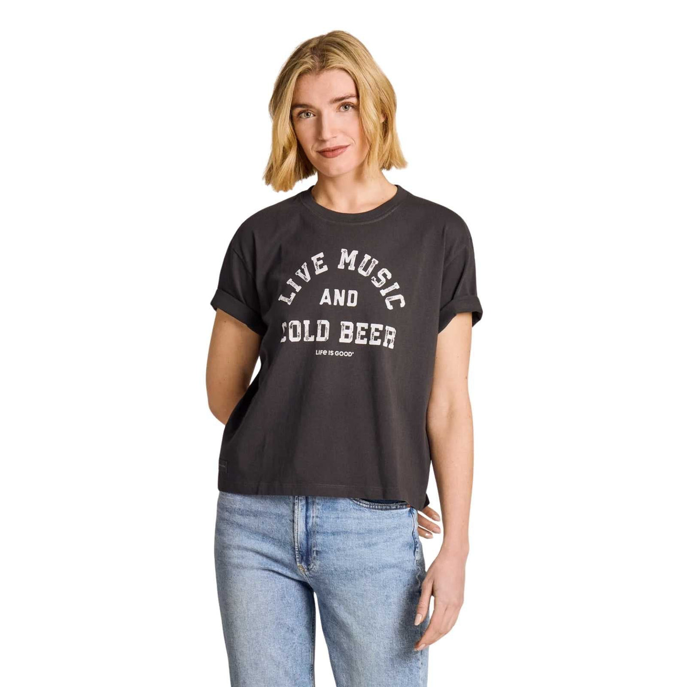 Life Is Good Live Music Cold Beer Crusher Tee – Women's