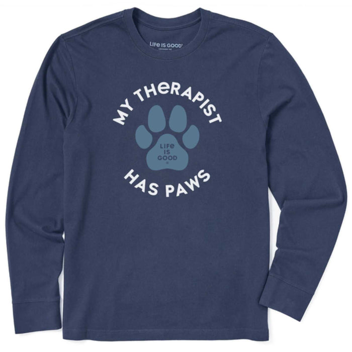 Life Is Good My Therapist Has Paws Long Sleeve Tee – Men's