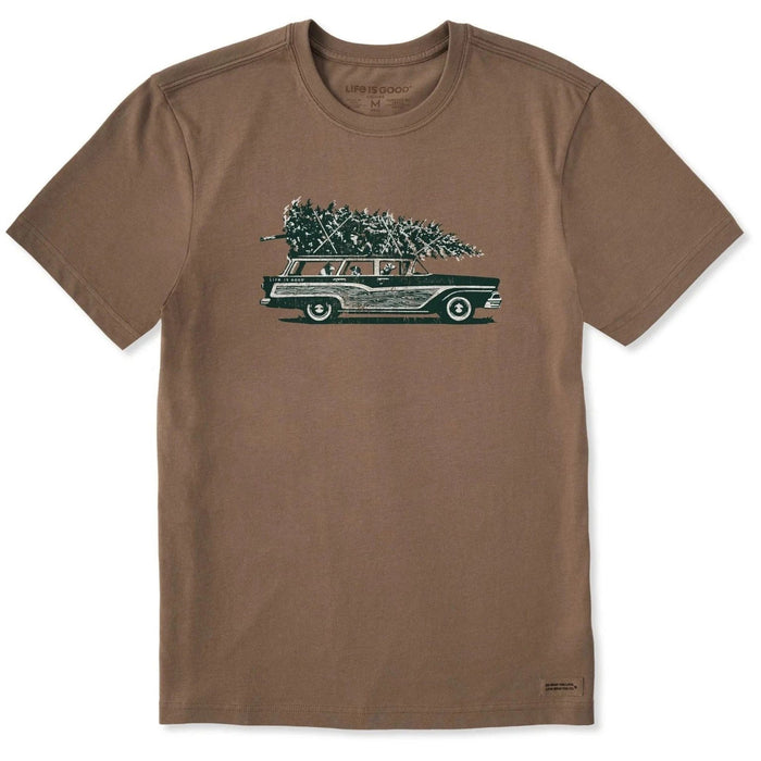 Life Is Good Photo Christmas Tree Wagon Crusher Tee – Men's