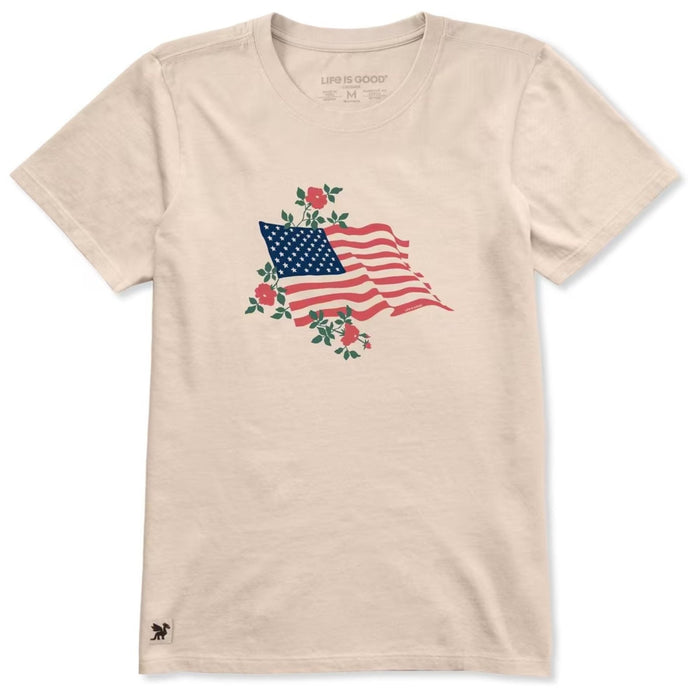 Life Is Good Red Rose American Flag Crusher Tee – Women's