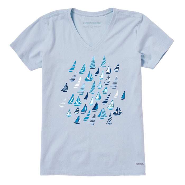 Life Is Good School Of Sailboats Crusher Vee – Women's