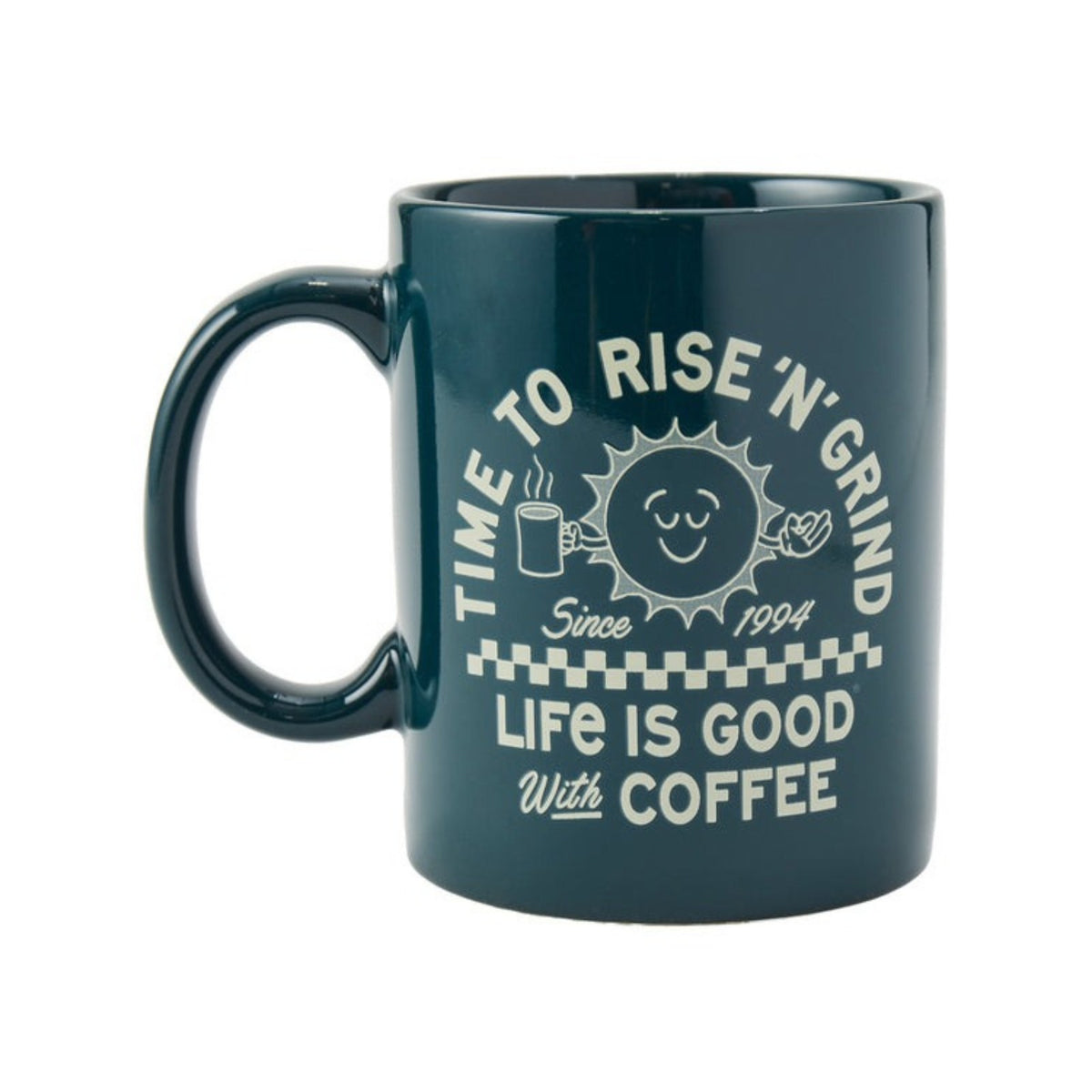 Life Is Good Showtime Rise Coffee Sun Jake's Mug