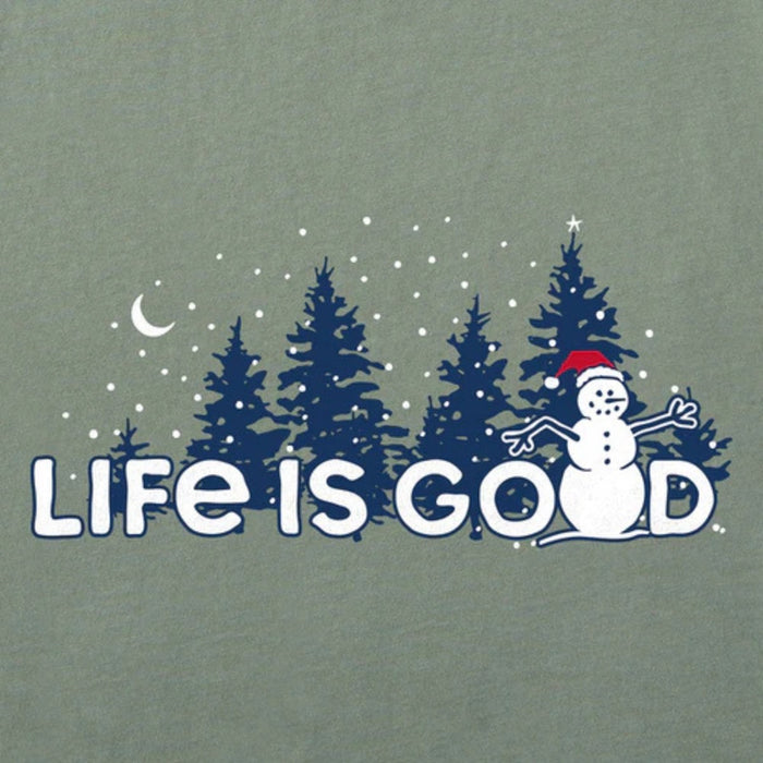 Life Is Good Snowman Landscape Long Sleeve Crusher Vee – Women's