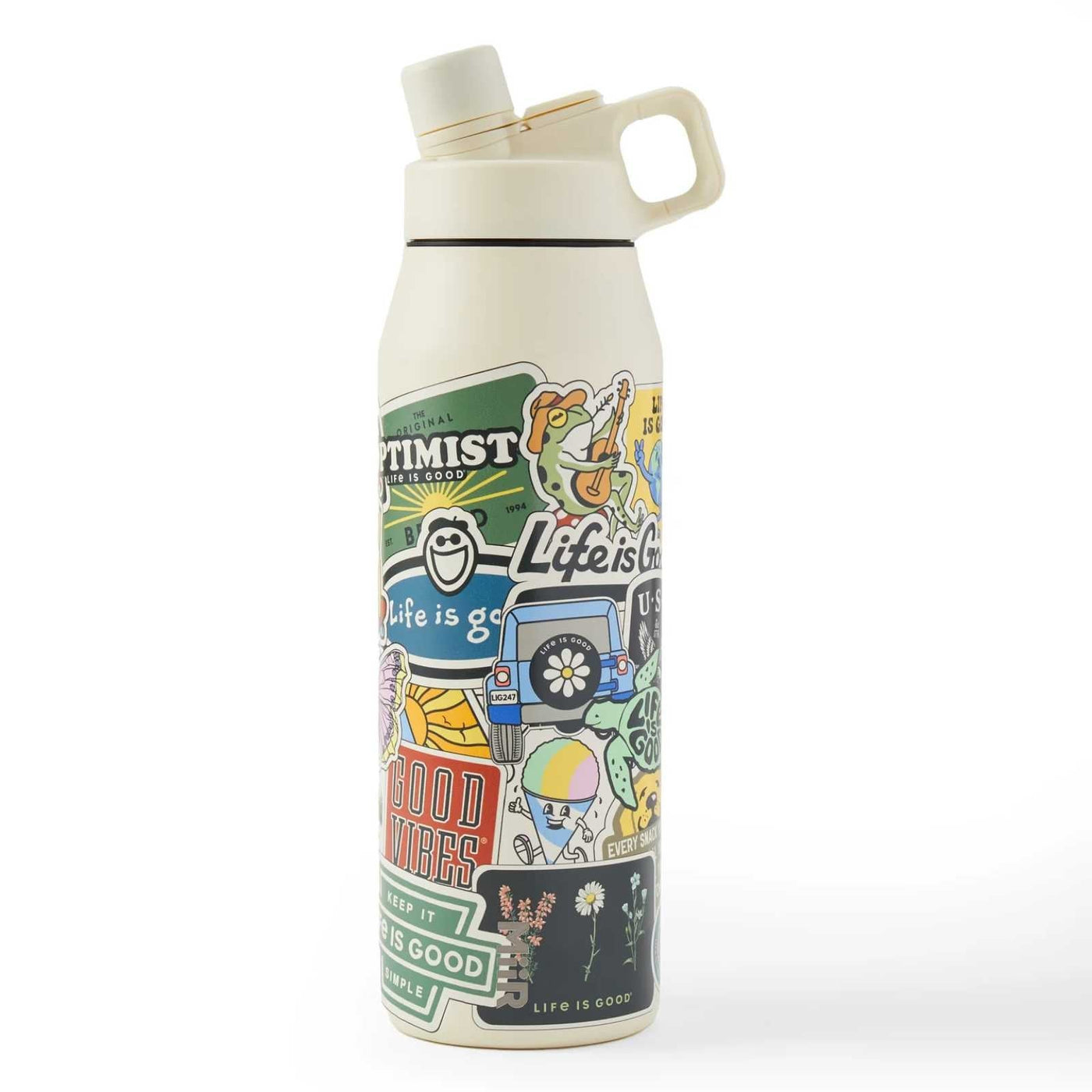 Life Is Good Sticker Collage 32 oz Twist Top Bottle