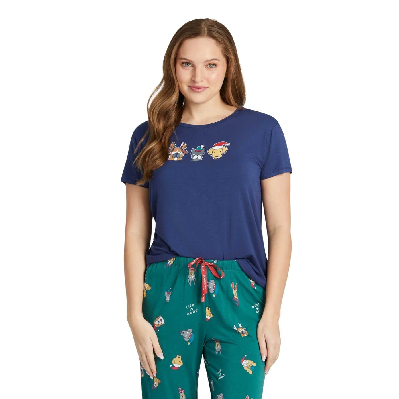 Life Is Good Three Holiday Pups Lightweight Sleep Tee – Women's