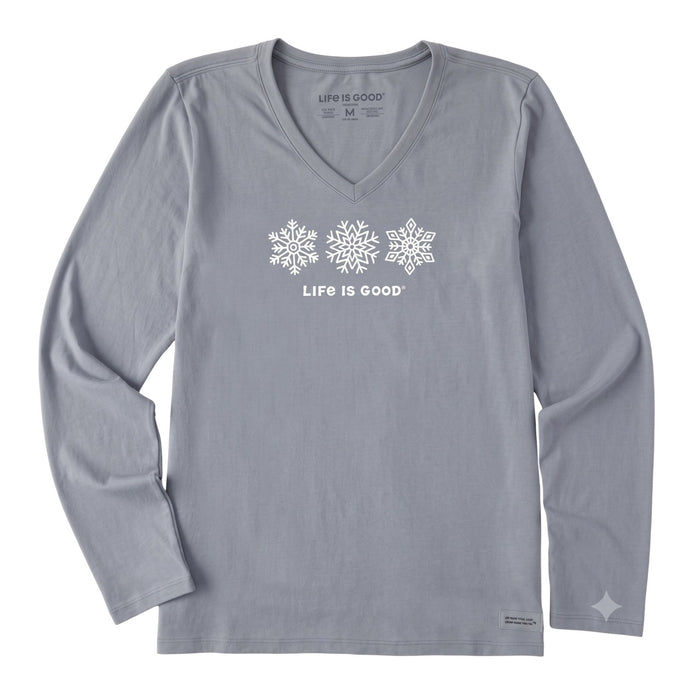 Life Is Good Three Snowflakes Crusher Vee Long Sleeve – Women's