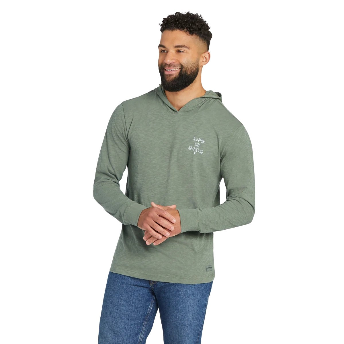 Life Is Good Vertical USA Flag Hand Drawn Hoodie – Men's