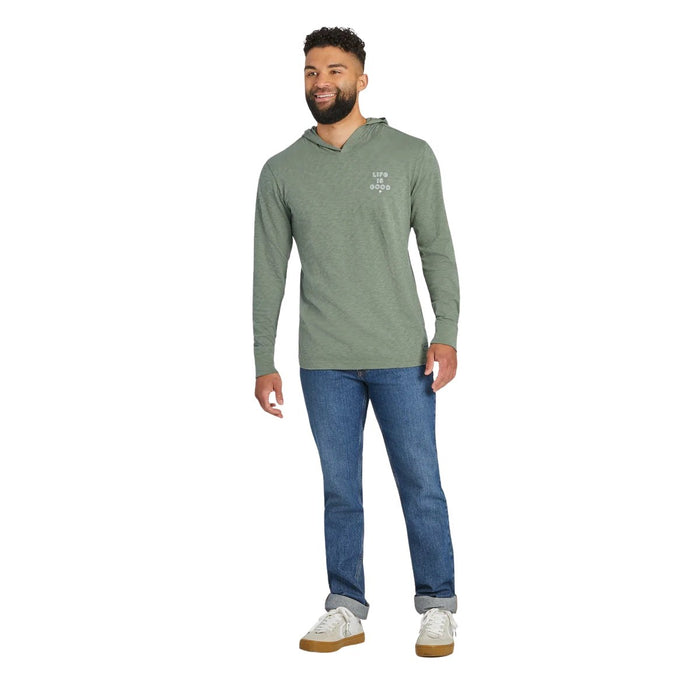 Life Is Good Vertical USA Flag Hand Drawn Hoodie – Men's