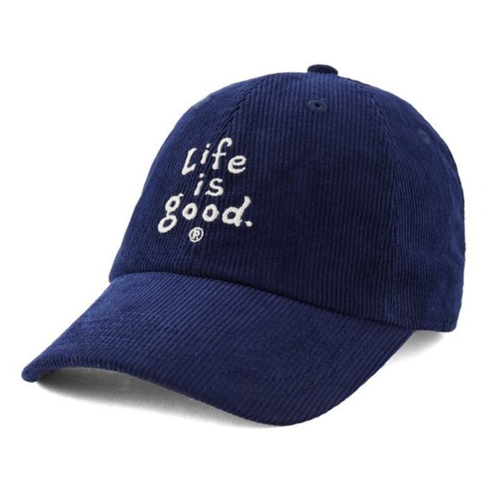 Life Is Good Vintage Wordmark Stacked Corduroy Cap
