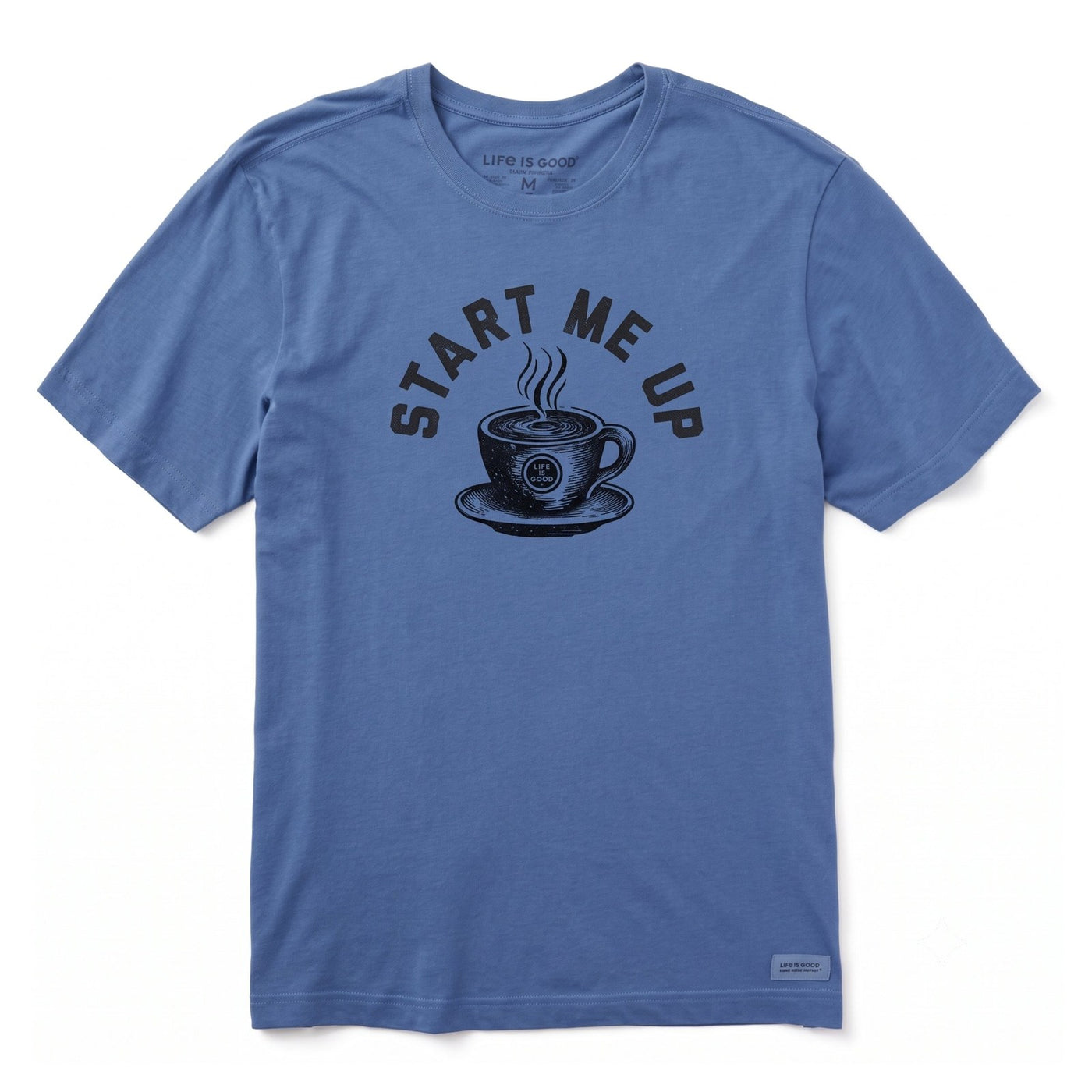Life Is Good Woodcut Start Me Up Coffee Crusher Tee – Men's