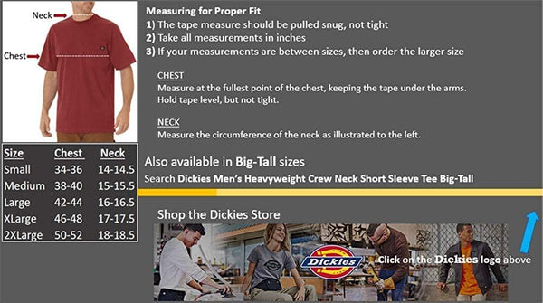 Dickies Men's Big & Tall Heavyweight Crew Neck Short Sleeve Tee Big-Tall