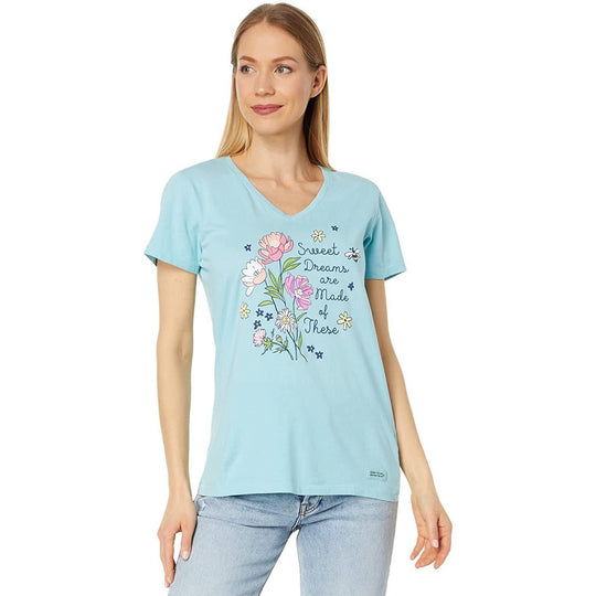 Life is Good Sweet Dreams Wildflowers Short Sleeve Crusher-Lite™ Tee Beach Blue SM (US 4-6)