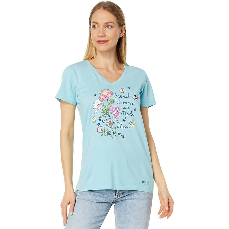 Life is Good Sweet Dreams Wildflowers Short Sleeve Crusher-Lite™ Tee Beach Blue SM (US 4-6)