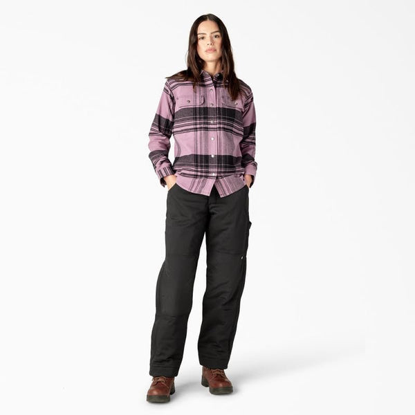 Dickies Womens DuraTech Renegade Flannel Shirt, Grapeade Windowpane Plade, XL