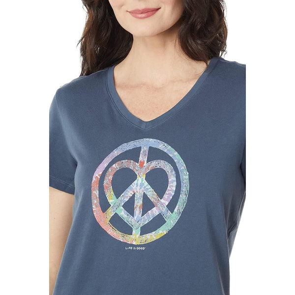 Life is Good Tie-Dye Peace Love Pencil Short Sleeve Crusher™ Vee Darkest Blue SM (US 4-6)