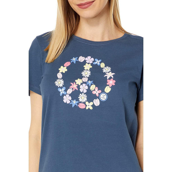 Life is Good Peace Spring Flowers Short Sleeve Crusher-Lite™ Tee Darkest Blue SM (US 4-6)