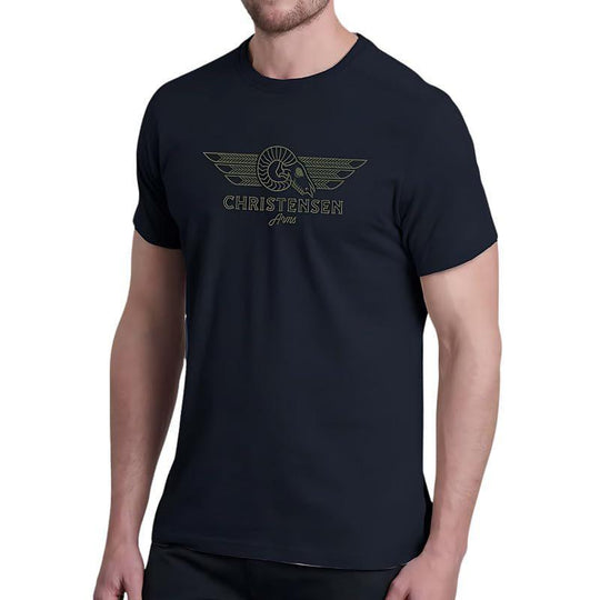 Christensen Arms Men's Ram Skull Wordmark Short Sleeve T-Shirt, Black, Medium