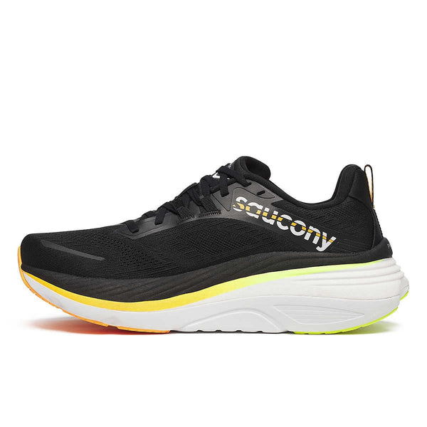 saucony mens hurricane 24 running shoe in black/vo2 medial side view
