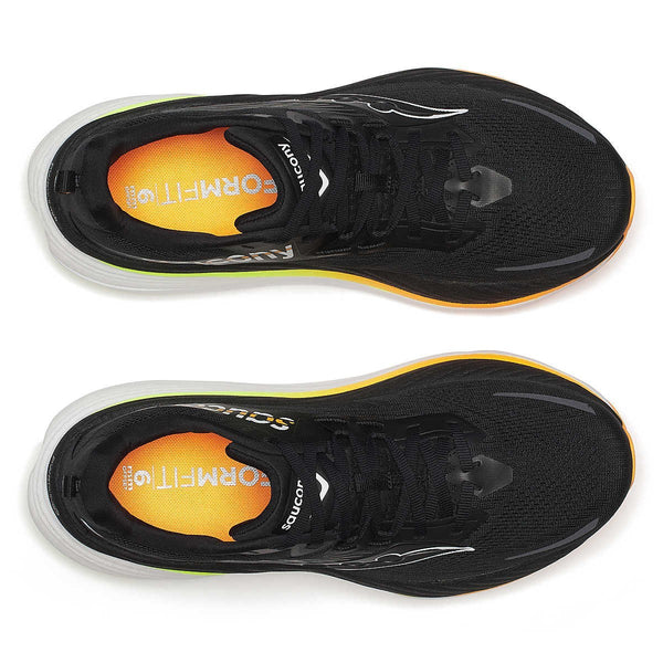 saucony mens hurricane 24 running shoe in black/vo2 pair view