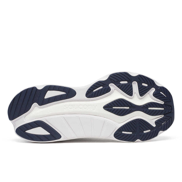 saucony mens hurricane 24 running shoe in flint/navy outsole tread view
