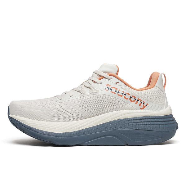 saucony mens hurricane 24 running shoe in vanilla/dusk medial side view