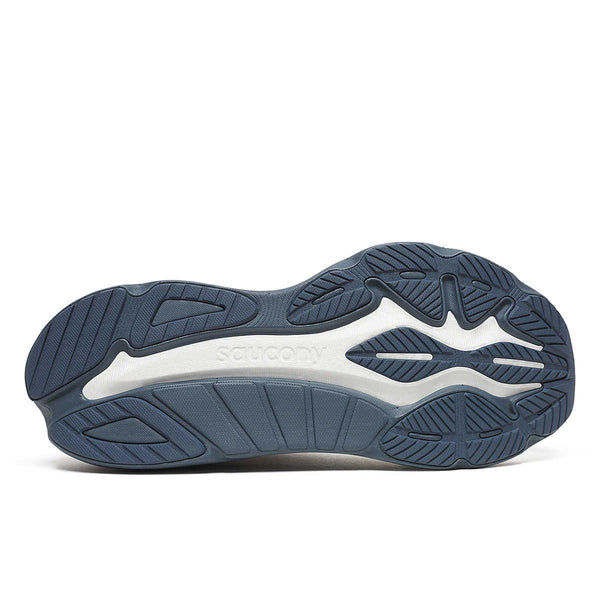 saucony mens hurricane 24 running shoe in vanilla/dusk outsole tread view