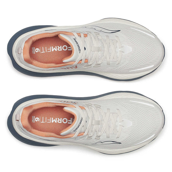 saucony mens hurricane 24 running shoe in vanilla/dusk pair view