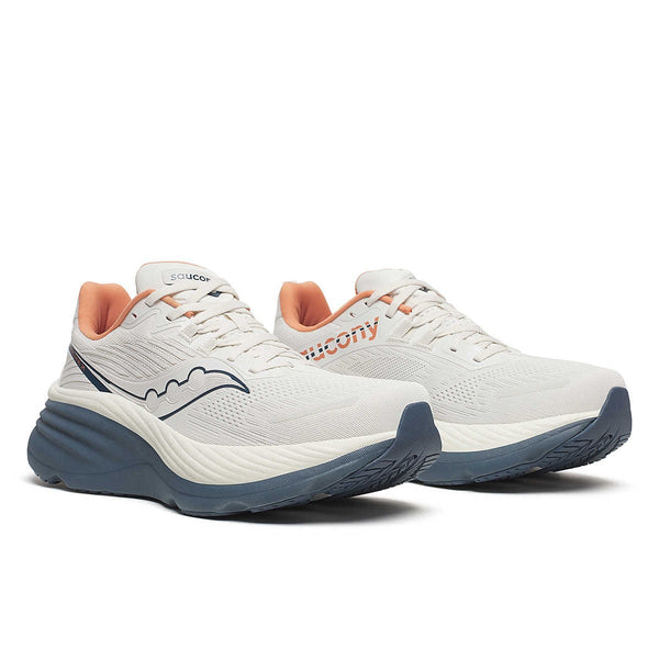 saucony mens hurricane 24 running shoe in vanilla/dusk pair view