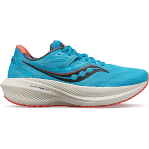 saucony womens triumph 20 running shoe in ocean/coral lateral side view