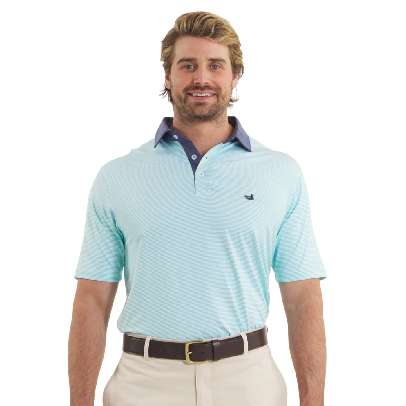 Southern Marsh Hampton Stripe Bermuda Performance Polo – Men's