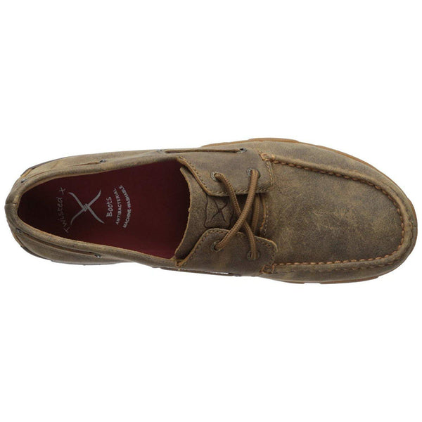 Twisted X Men's Leather Lace-up Rubber Sole Moc Toe Driving Moccasins - Bomber