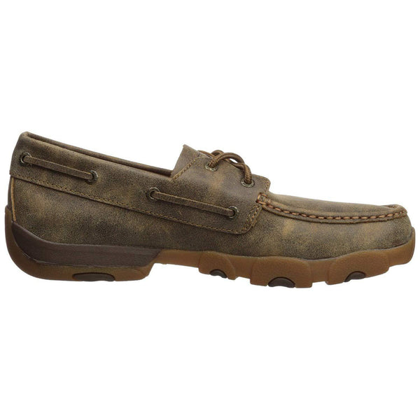 Twisted X Men's Leather Lace-up Rubber Sole Moc Toe Driving Moccasins - Bomber