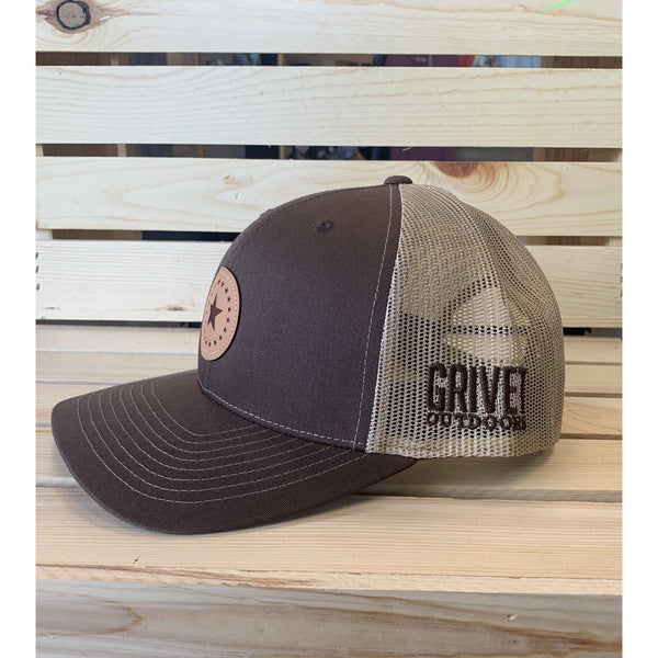 Grivet Outdoors Mississippi State Single Star Leather Patch Trucker Hat