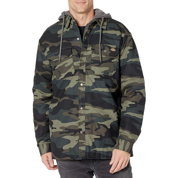 Dickies Men's Fleece Hooded Duck Shirt Jacket with Hydroshield