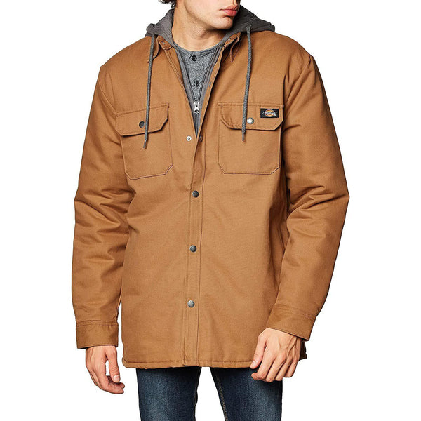 Dickies Men's Fleece Hooded Duck Shirt Jacket with Hydroshield