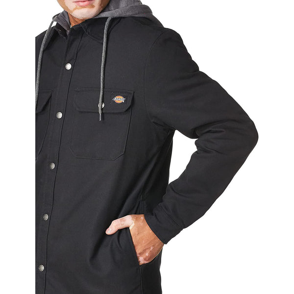 Dickies Men's Fleece Hooded Duck Shirt Jacket with Hydroshield