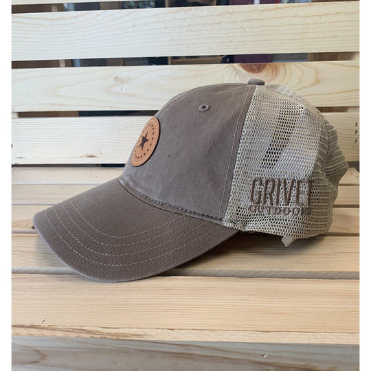 Grivet Outdoors Mississippi State Single Star Leather Patch Trucker Hat