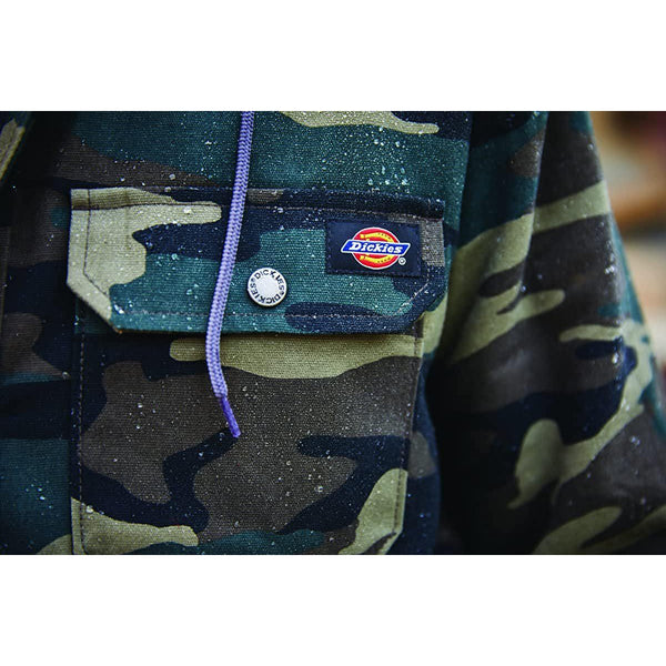 Dickies Men's Fleece Hooded Duck Shirt Jacket with Hydroshield