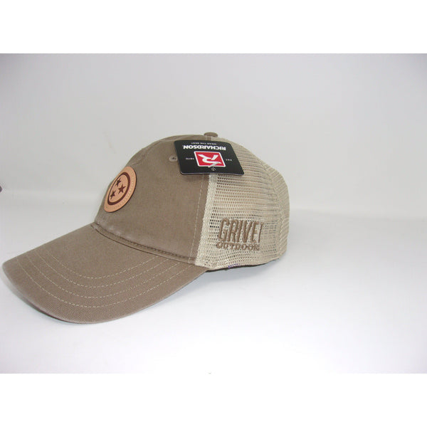 Grivet Outdoors Tennessee State Tri Star Leather Patch Trucker Hat