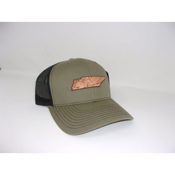 Grivet Outdoors Tennessee State Leather Patch Trucker Hat