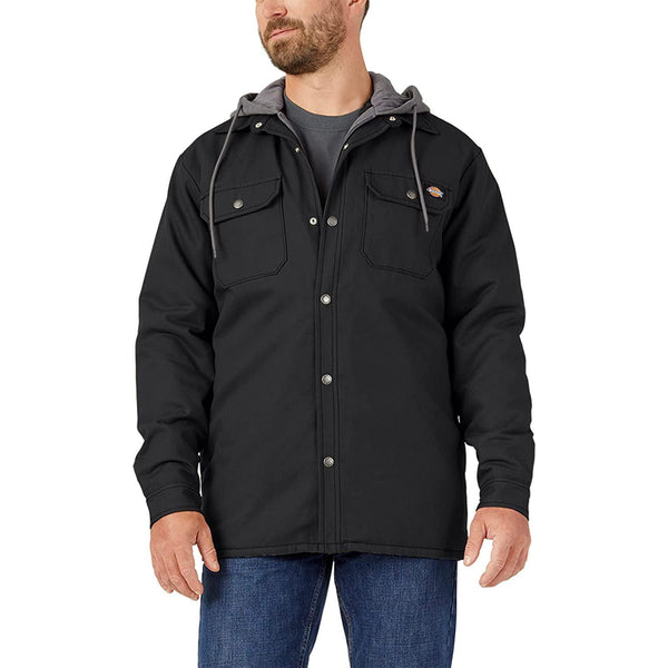 Dickies Men's Fleece Hooded Duck Shirt Jacket with Hydroshield
