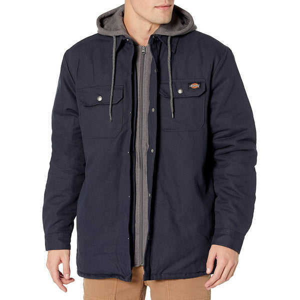 Dickies Men's Fleece Hooded Duck Shirt Jacket with Hydroshield