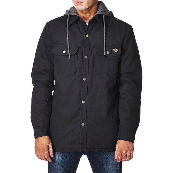 Dickies Men's Fleece Hooded Duck Shirt Jacket with Hydroshield