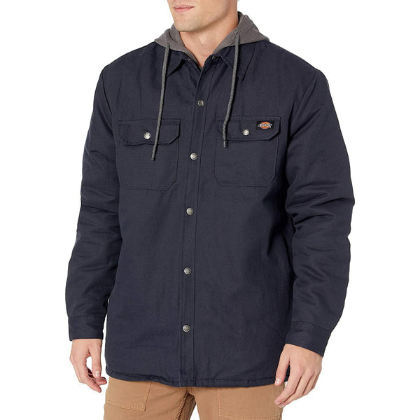 Dickies Men's Fleece Hooded Duck Shirt Jacket with Hydroshield