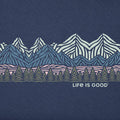 Woodblock Mountain Scene - Darkest Blue