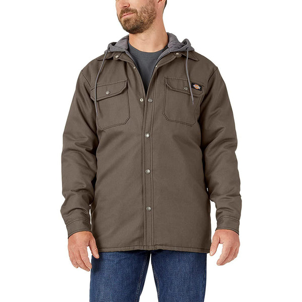 Dickies Men's Fleece Hooded Duck Shirt Jacket with Hydroshield